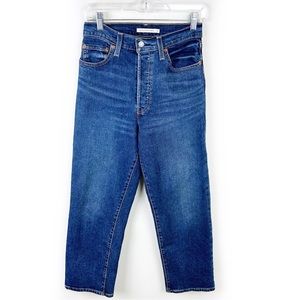 Levi Ribcage Straight Ankle Jeans Dark wash size: 27